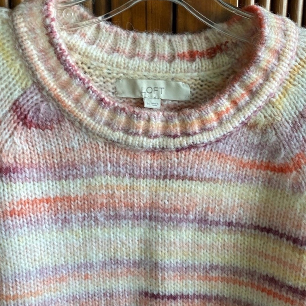 Loft Multi Colored Raglan Sweater - image 2